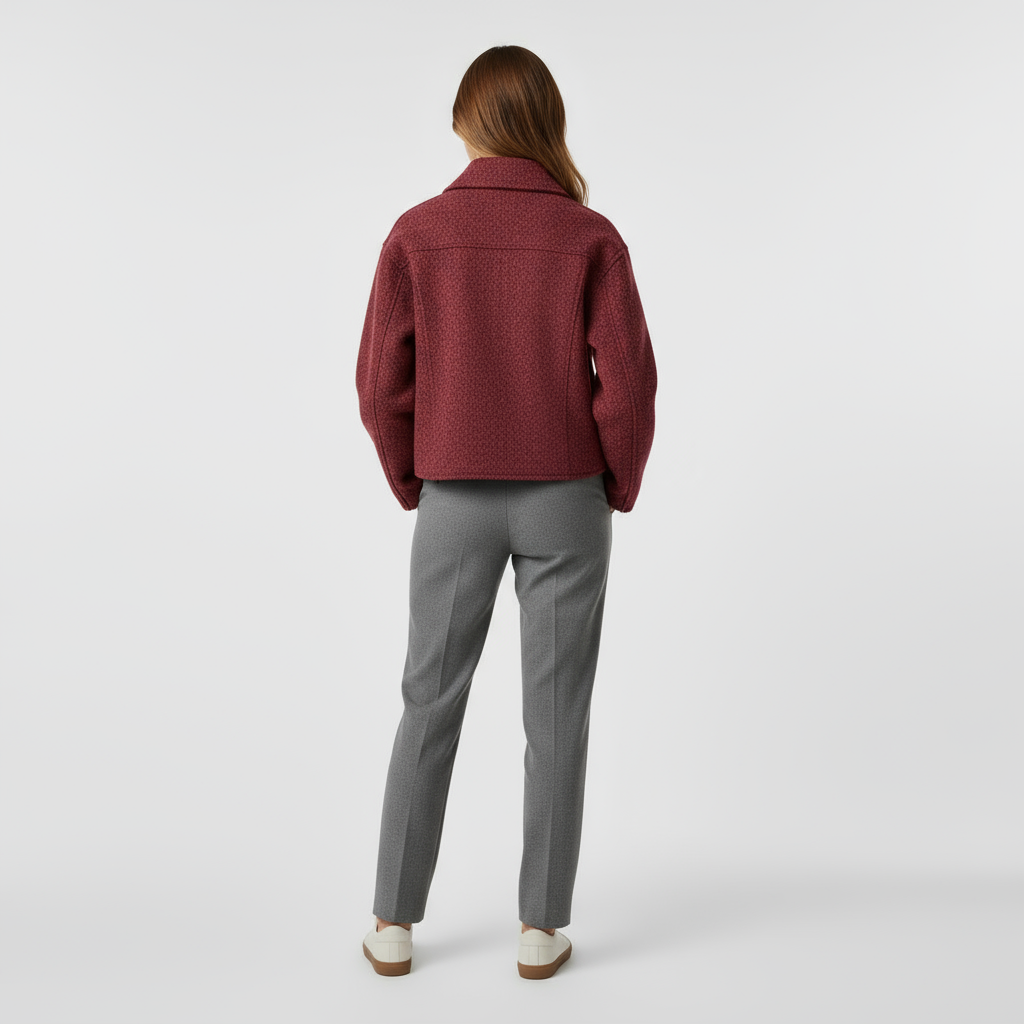 Chaqueta Mujer Paño Texturizada Cuello Recto
