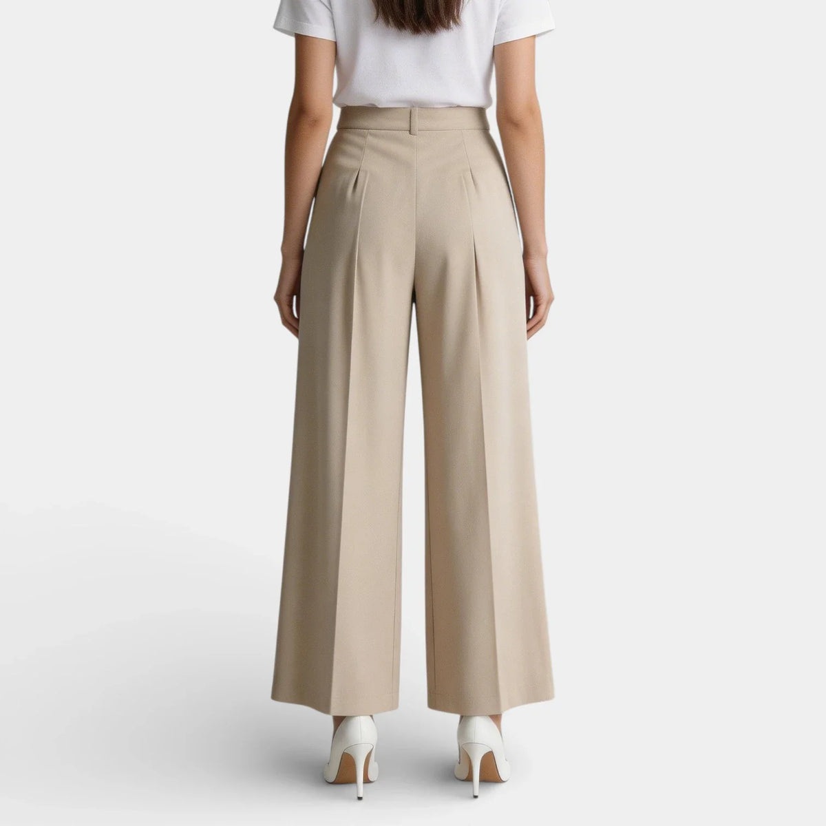 Pantalón Ancho Mujer Tiro Alto Plisado