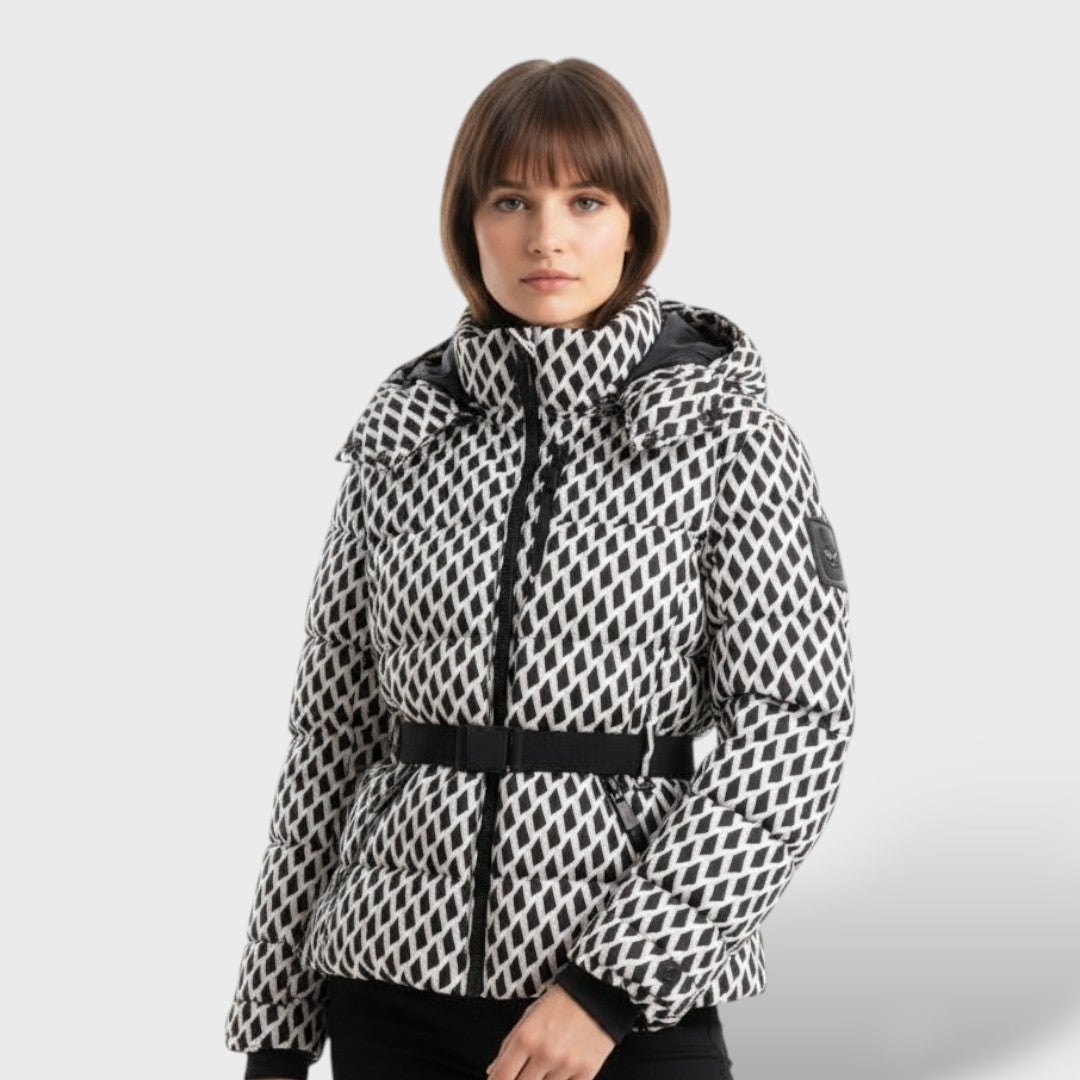 Chaqueta Acolchada Impermeable Mujer con Cinturón - Blanco