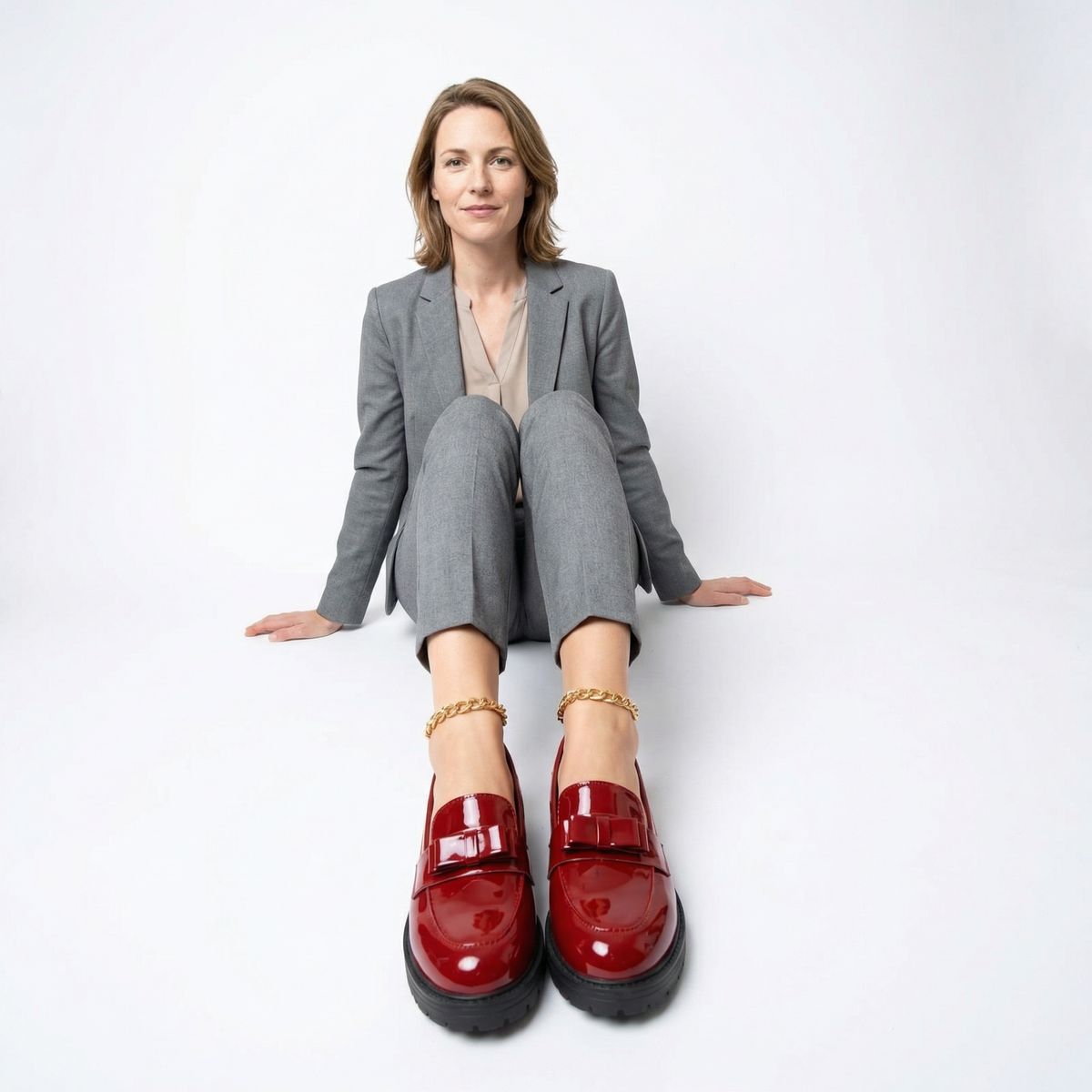 Mocasines Mujer Charol con Lazo