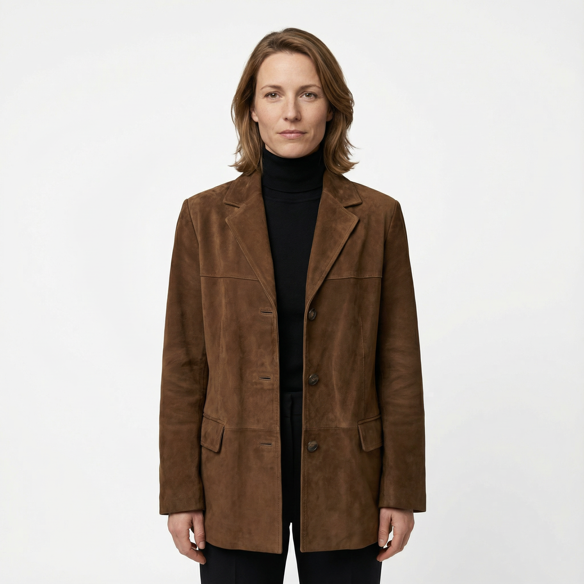 Cazadora Oversize de Ante Color Cognac