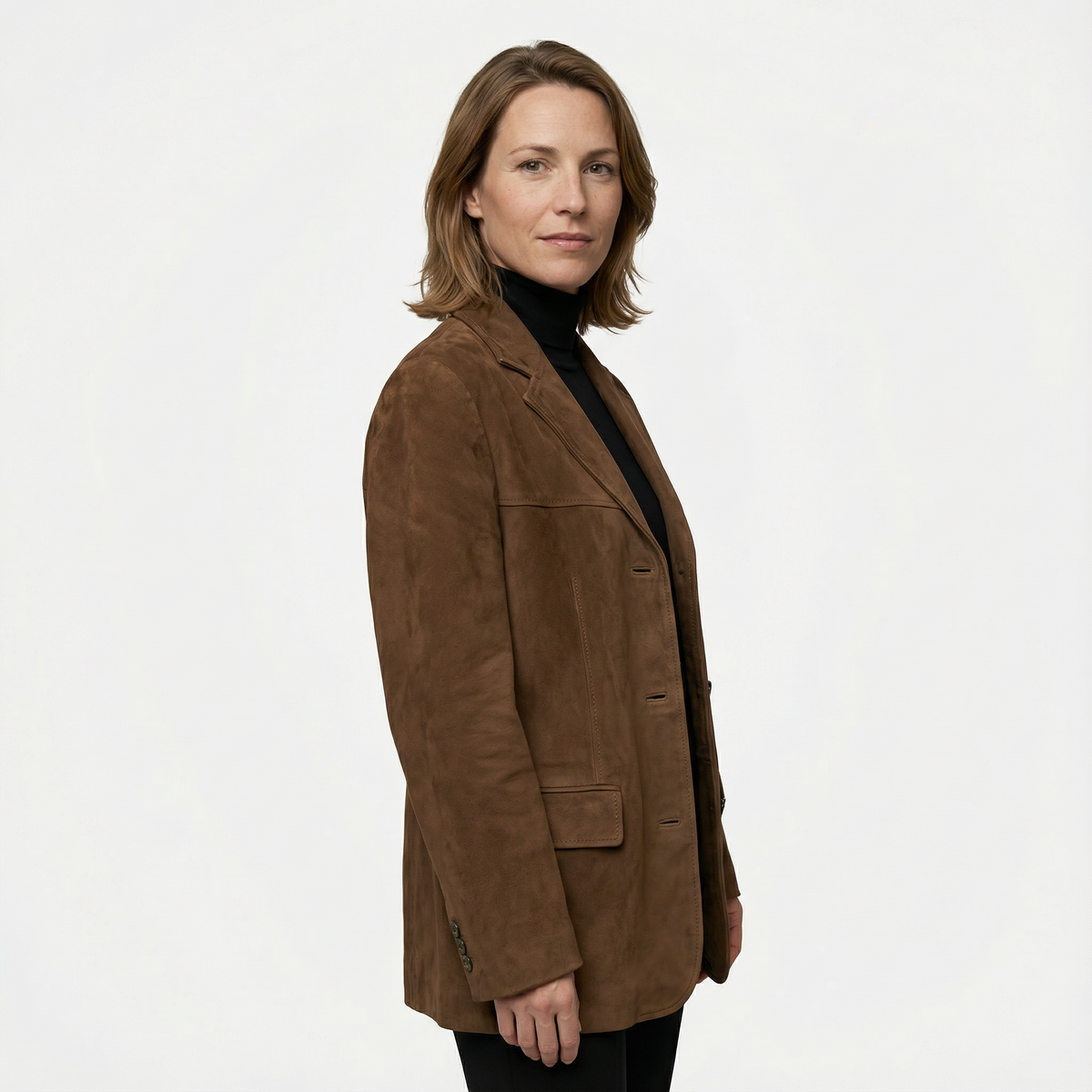 Cazadora Oversize de Ante Color Cognac