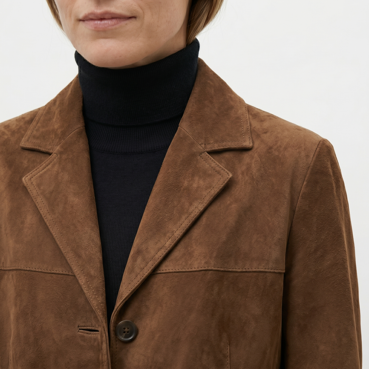 Cazadora Oversize de Ante Color Cognac