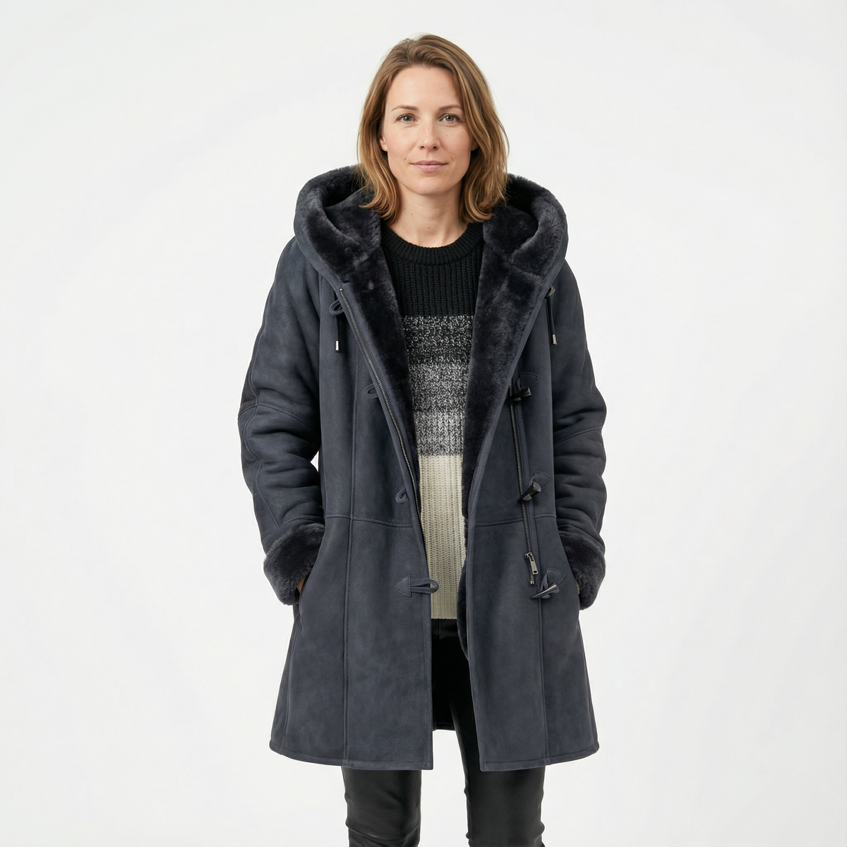 Abrigo Tipo Duffle de Fleece con Capucha