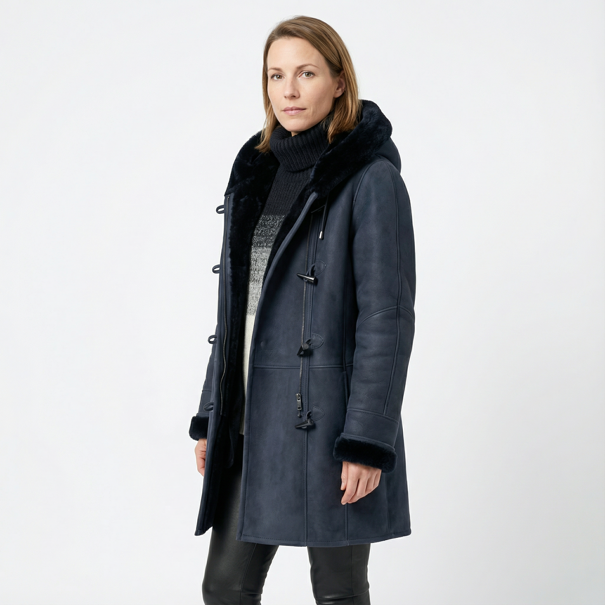 Abrigo Tipo Duffle de Fleece con Capucha