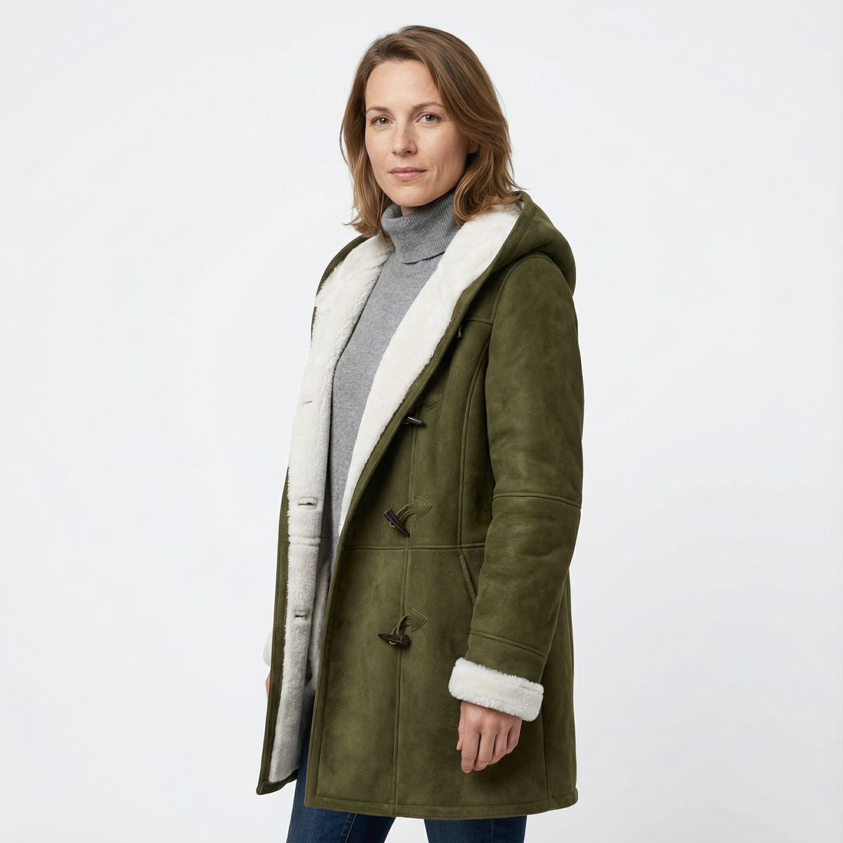Abrigo Tipo Duffle de Fleece con Capucha
