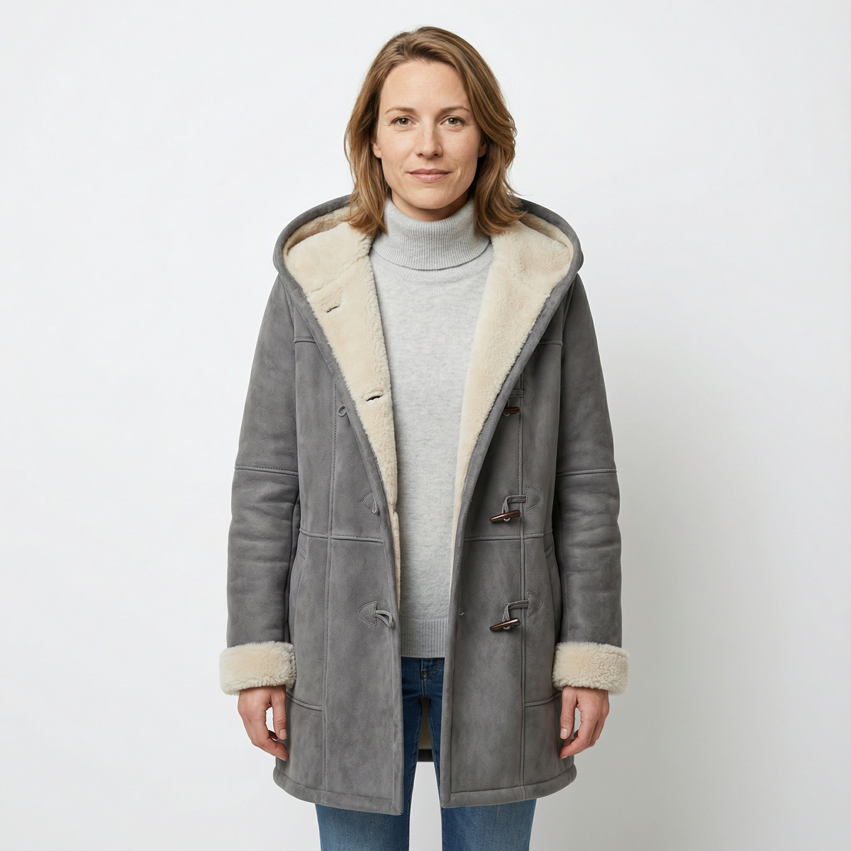 Abrigo Tipo Duffle de Fleece con Capucha