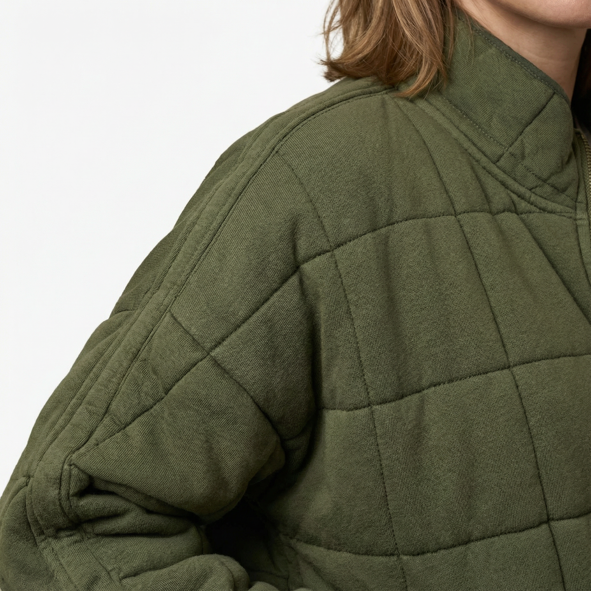 Chaqueta Acolchada Oversize con Cuello Alto