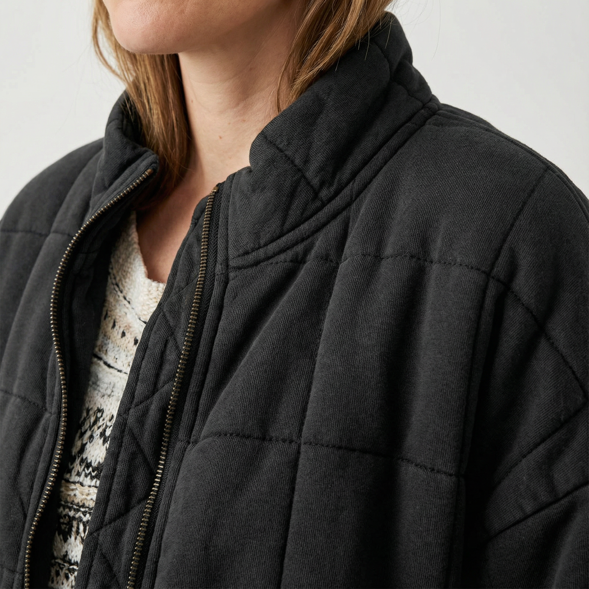 Chaqueta Acolchada Oversize con Cuello Alto