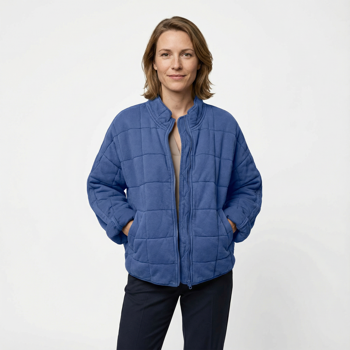 Chaqueta Acolchada Oversize con Cuello Alto