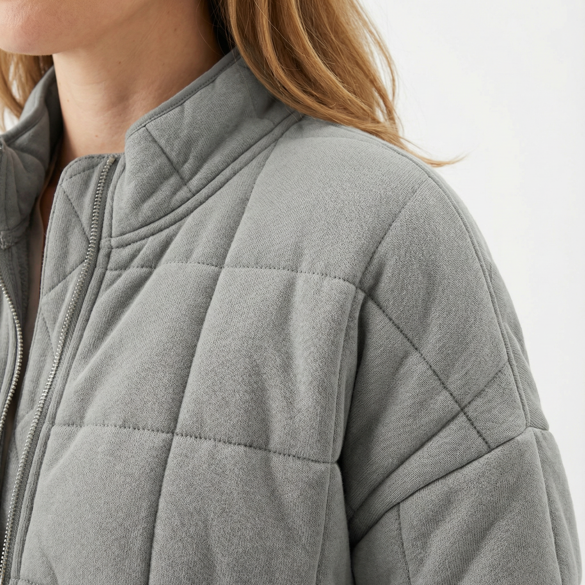 Chaqueta Acolchada Oversize con Cuello Alto