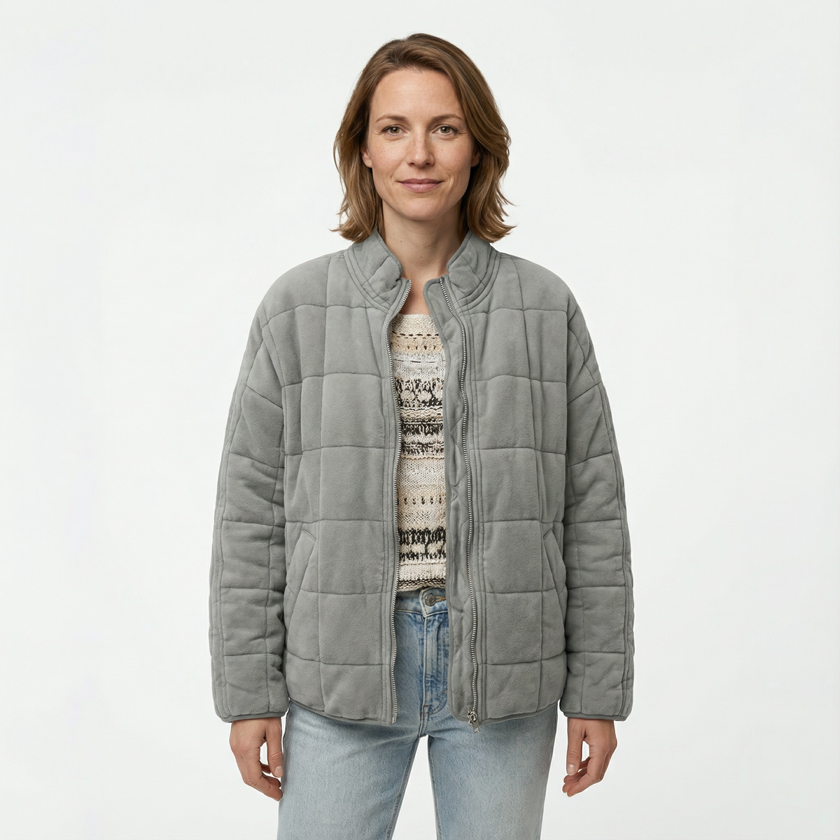 Chaqueta Acolchada Oversize con Cuello Alto