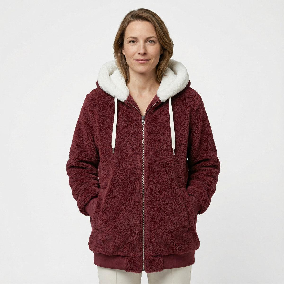 Cazadora Oversize con Capucha Afelpada y Cremallera