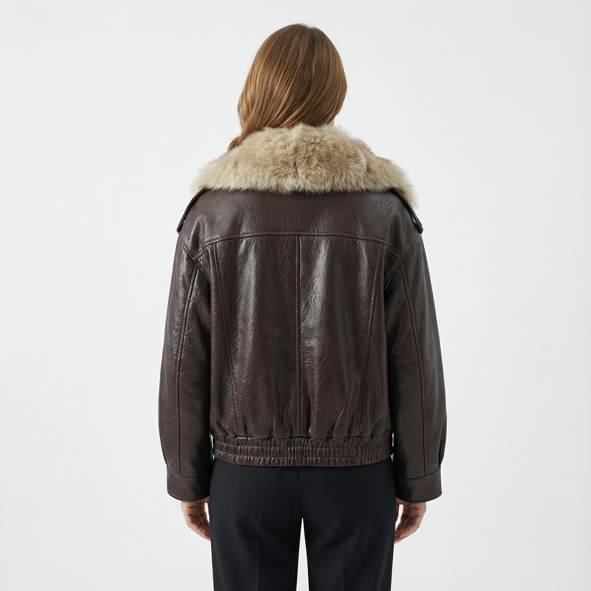Cazadora Oversize de Polipiel con Cuello Desmontable