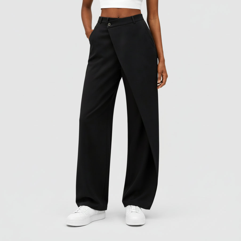 Pantalón Ancho Mujer Lino Cruzado