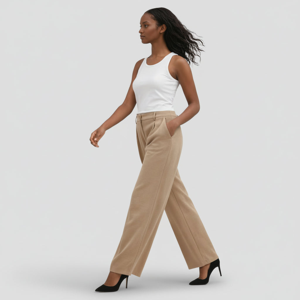 Pantalón Ancho Mujer Tiro Alto Pinzas