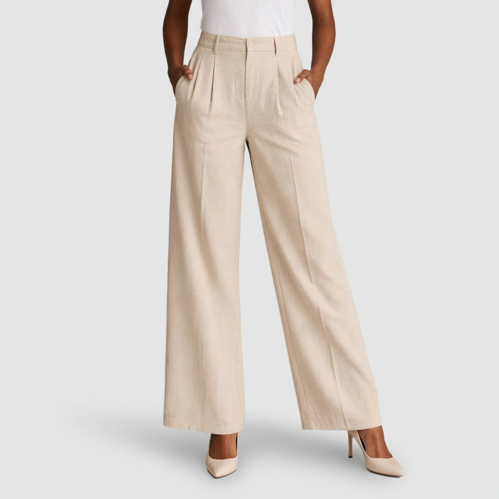 Pantalón Ancho Mujer Tiro Alto Pinzas
