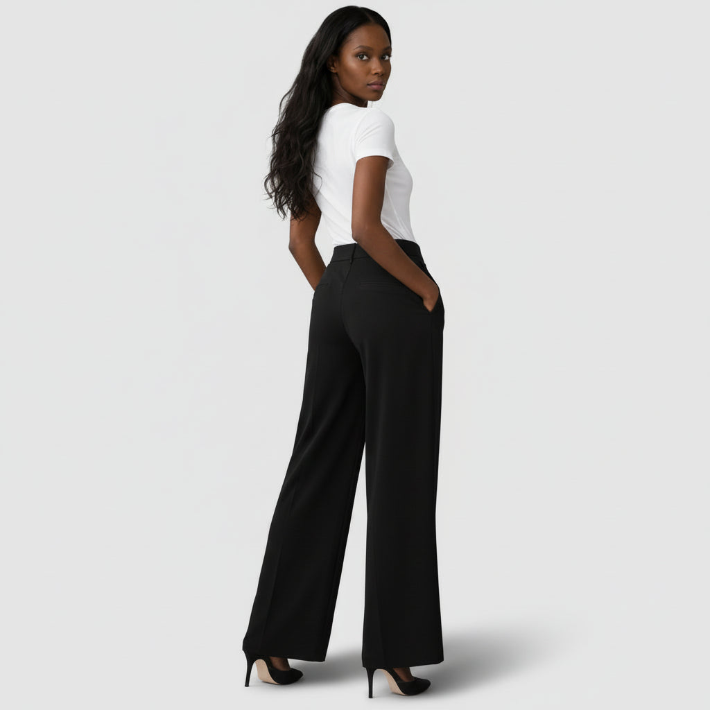 Pantalón Ancho Mujer Tiro Alto Pinzas