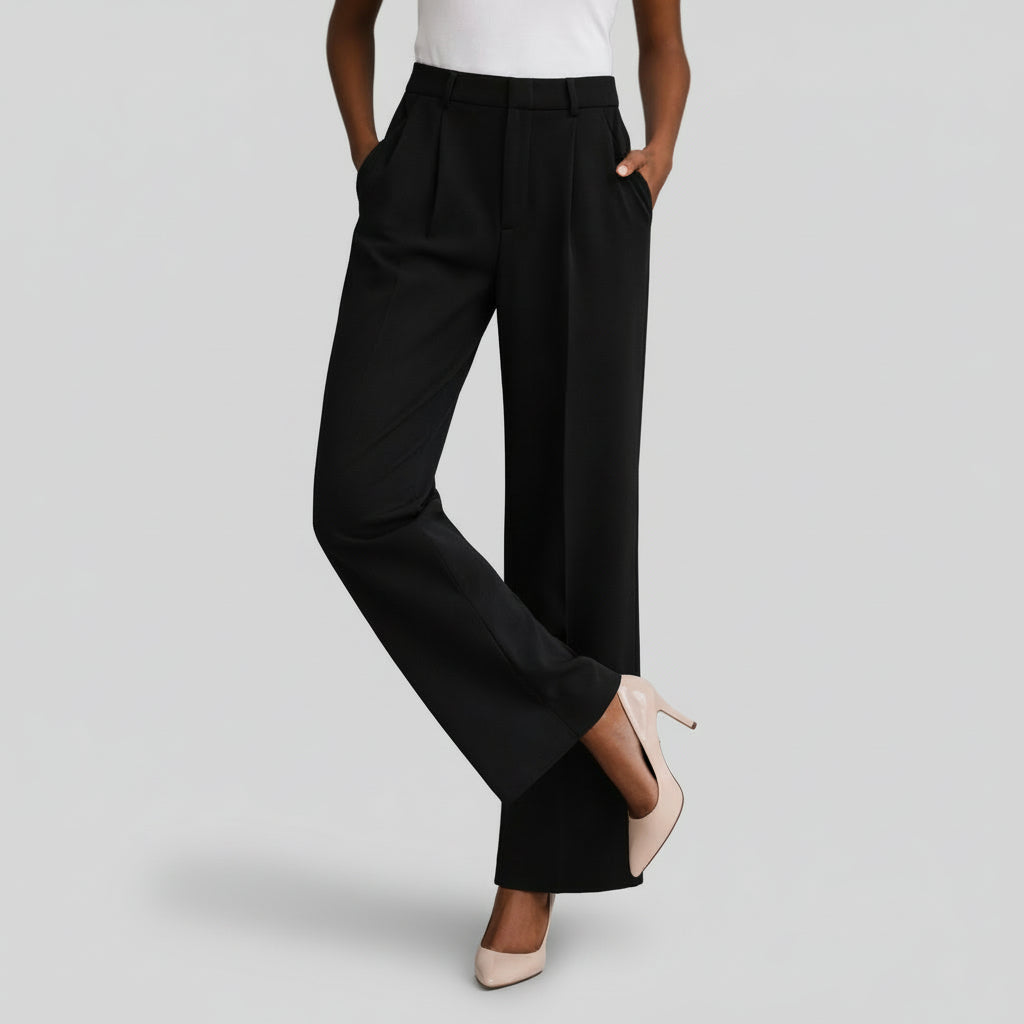 Pantalón Ancho Mujer Tiro Alto Pinzas