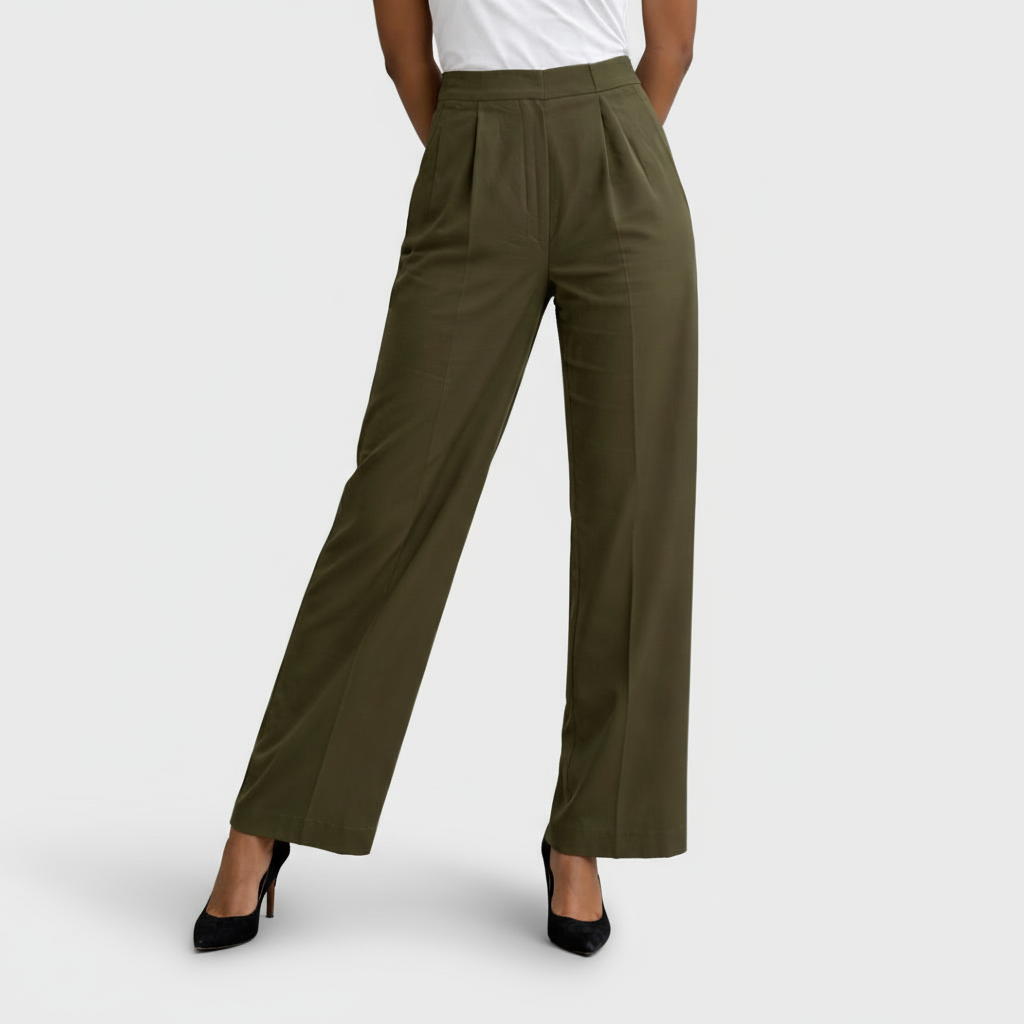 Pantalón Ancho Mujer Tiro Alto Pinzas