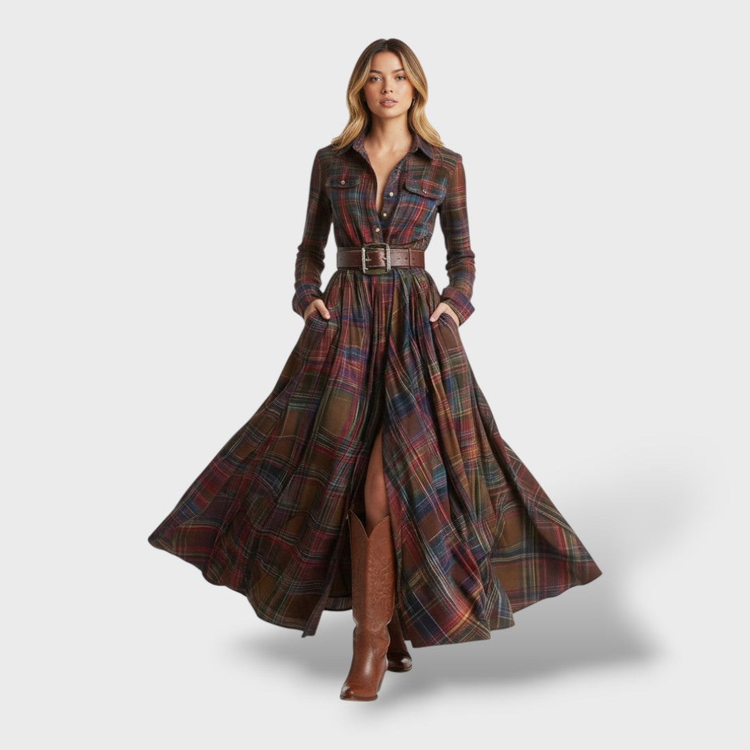 Vestido Camisero Cuadros Otoño