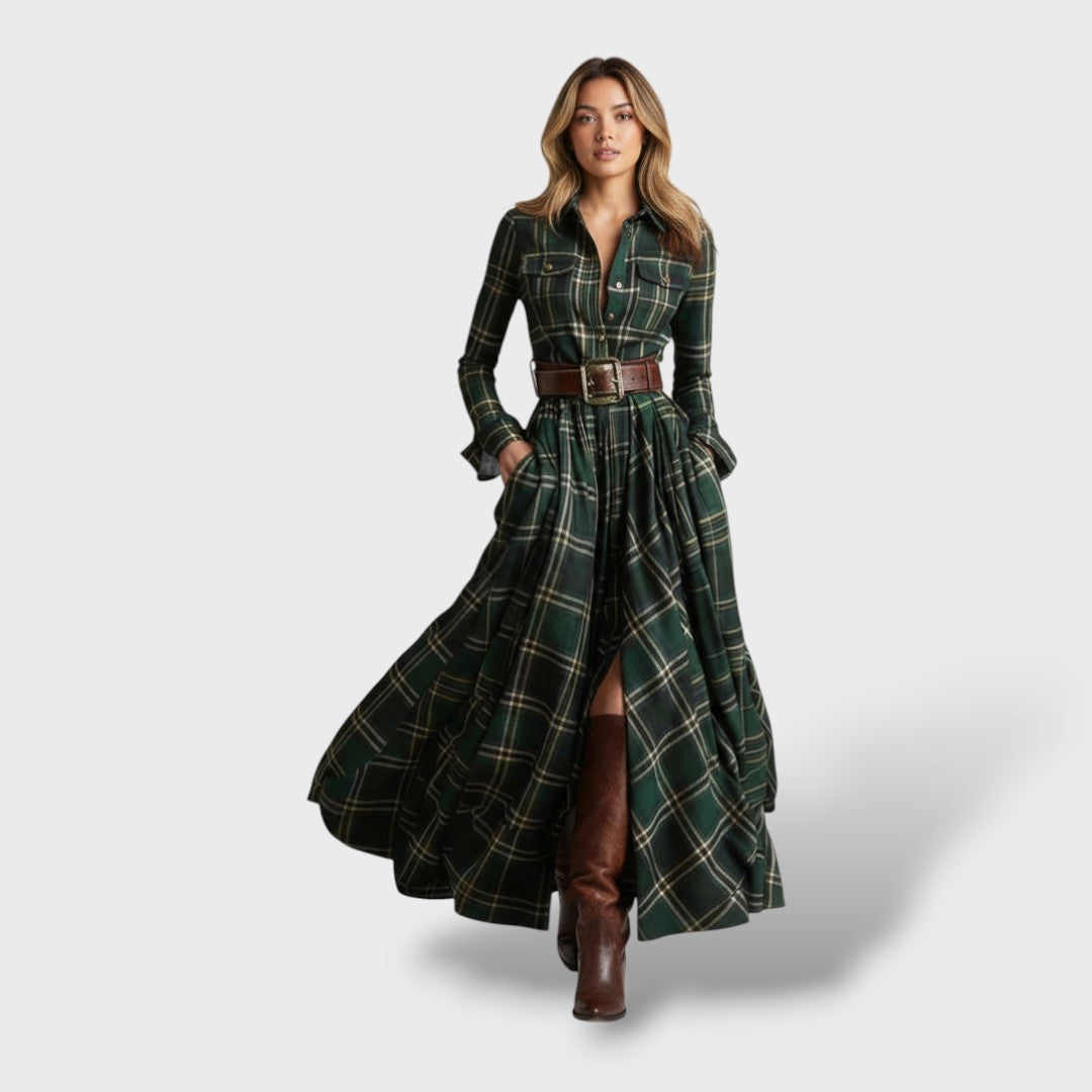 Vestido Camisero Cuadros Otoño
