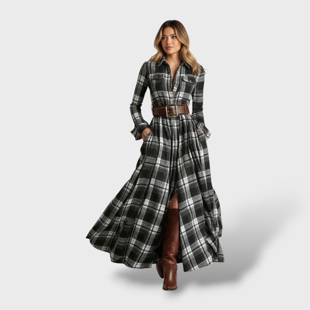 Vestido Camisero Cuadros Otoño