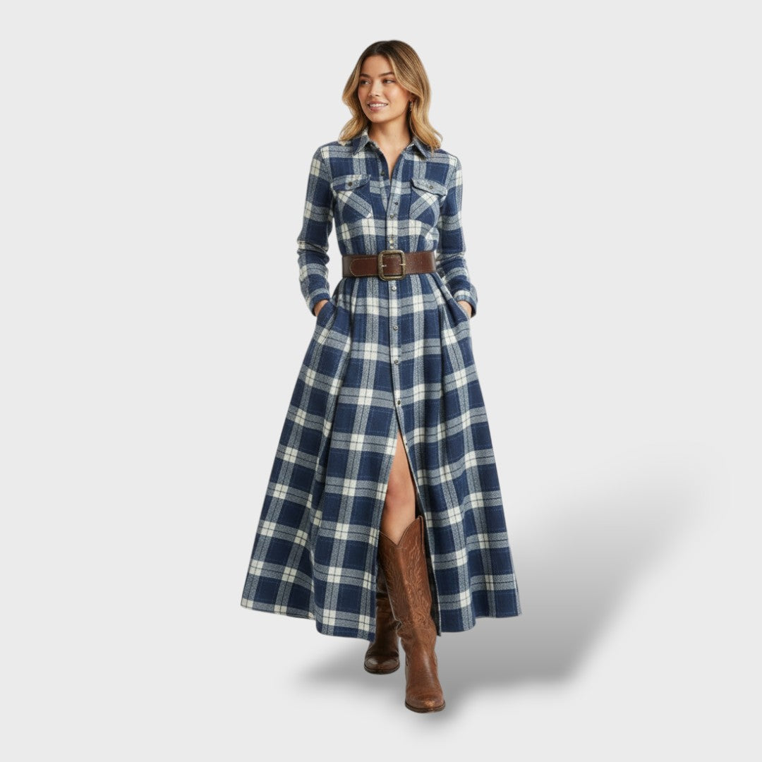 Vestido Camisero Cuadros Otoño