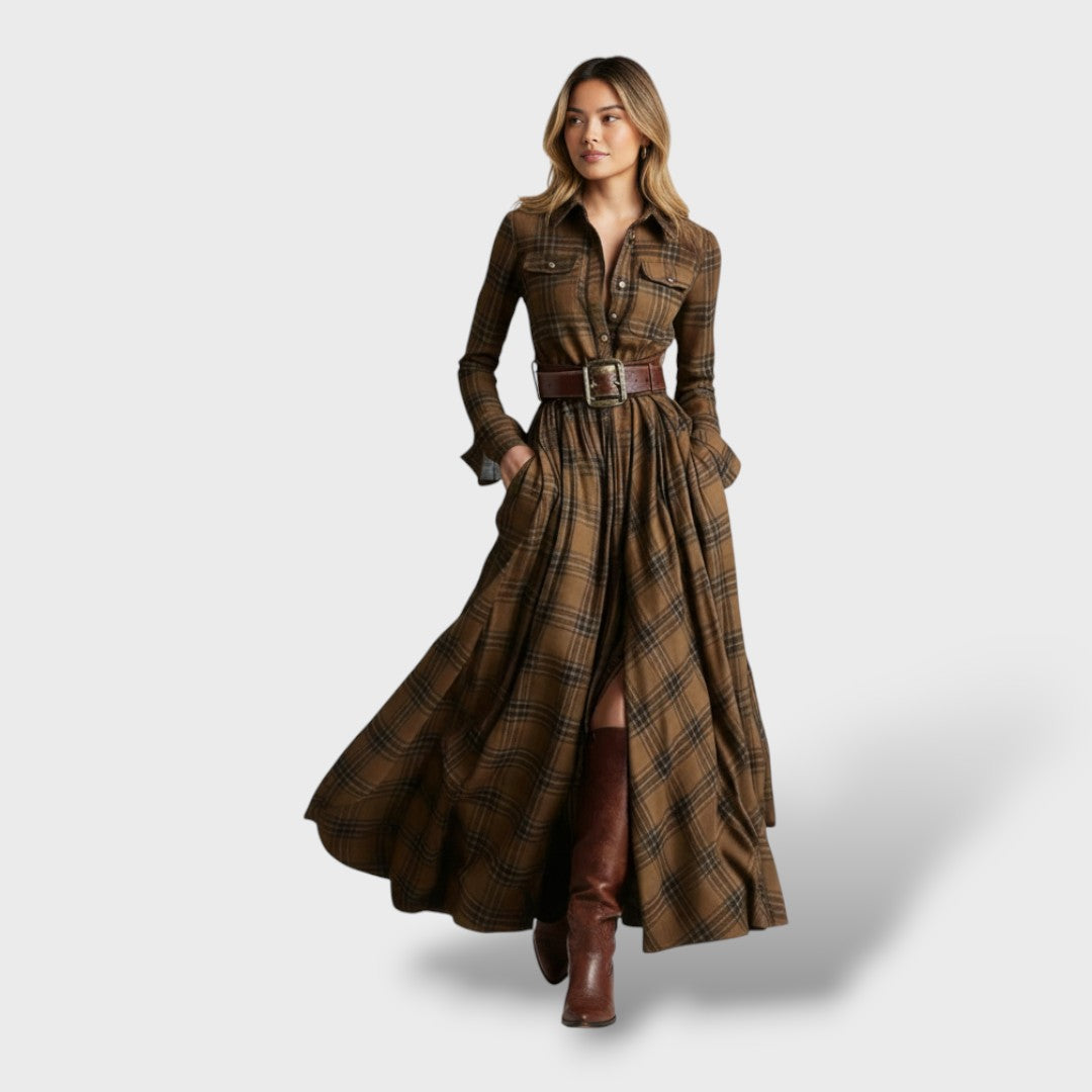 Vestido Camisero Cuadros Otoño