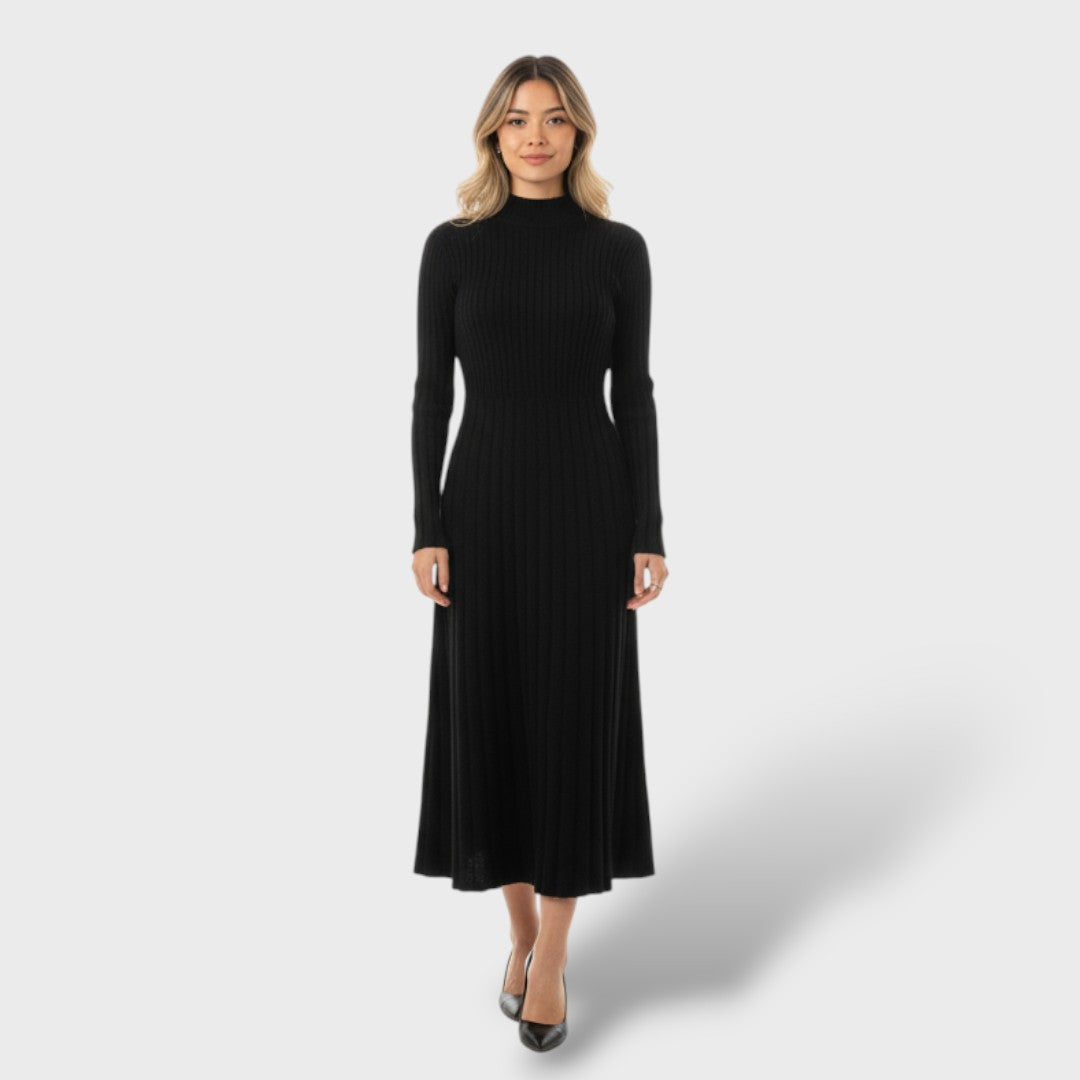 Vestido de Lana Merino Cuello Alto Mujer
