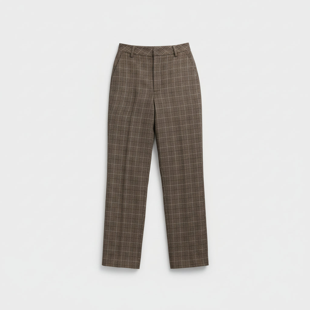 Pantalón de Punto Cuadros Tiro Alto