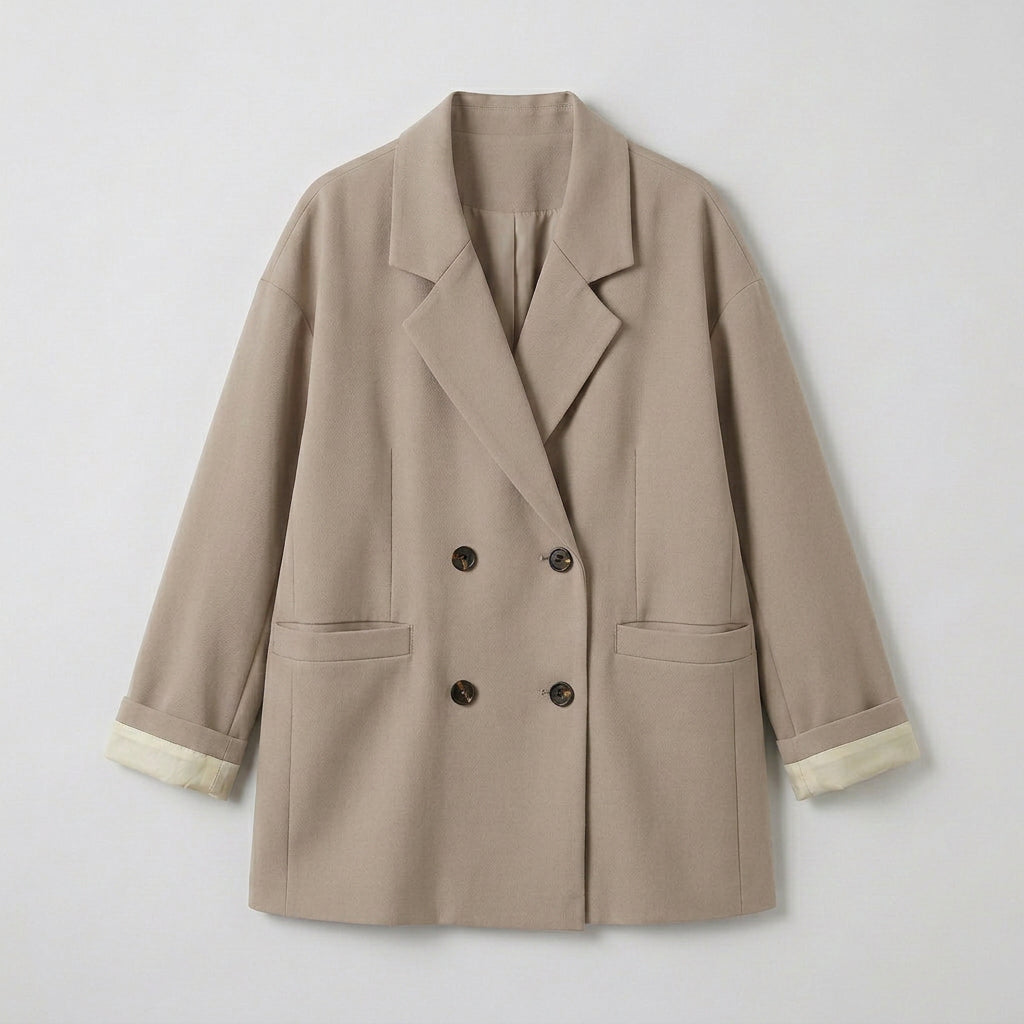 Blazer Mujer Doble Botonadura Hombros Estructurados