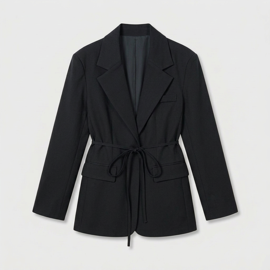 Blazer Mujer Cinturón Ancho Hombros Estructurados