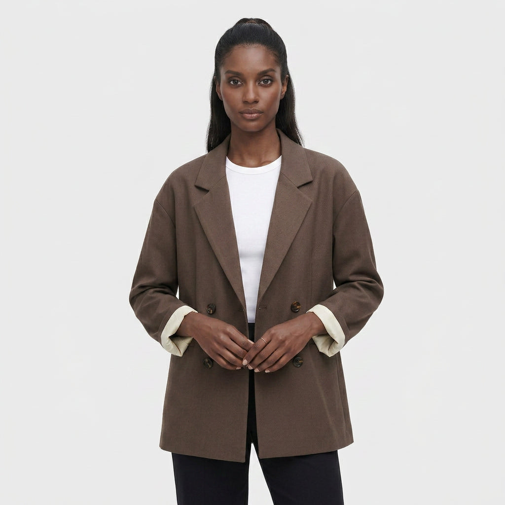 Blazer Mujer Doble Botonadura Hombros Estructurados