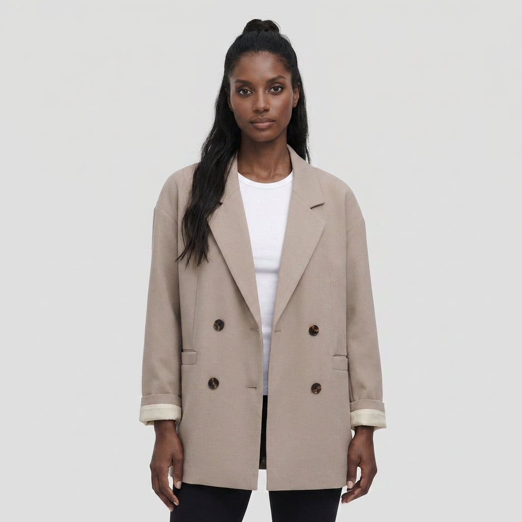 Blazer Mujer Doble Botonadura Hombros Estructurados