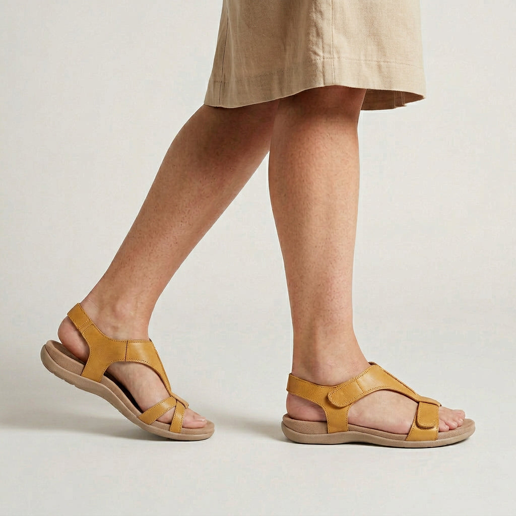 Sandalias Planas Mujer Brida en T Velcro