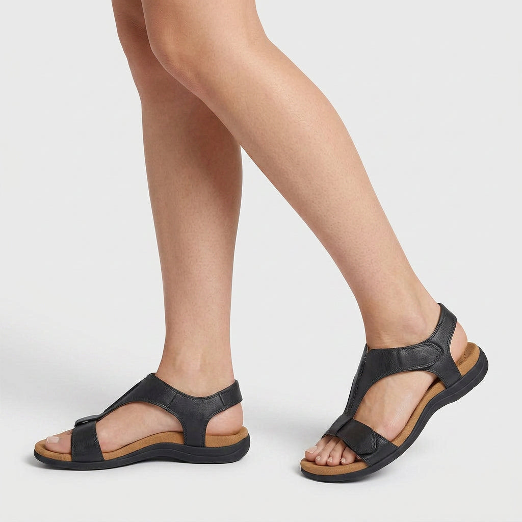 Sandalias Planas Mujer Brida en T Velcro