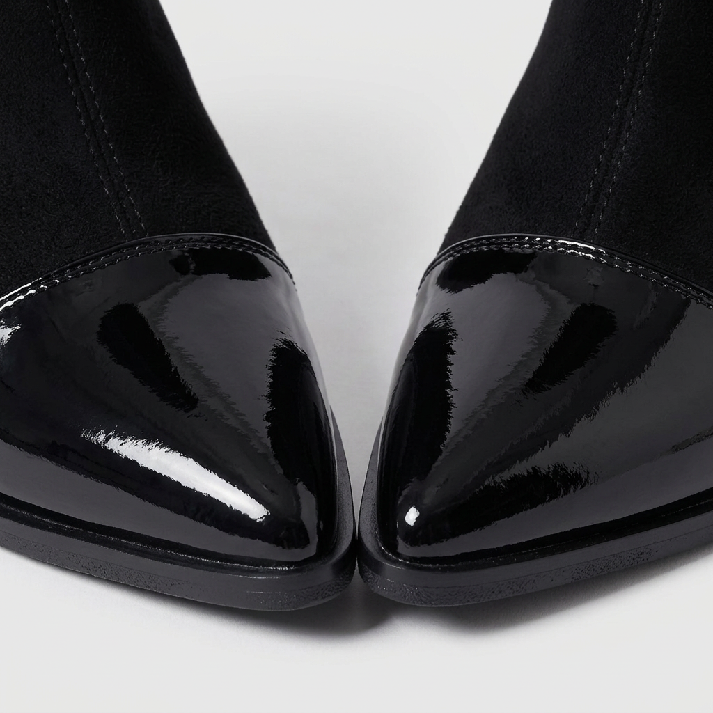 Botines Mujer Punta Fina Tacón Ancho