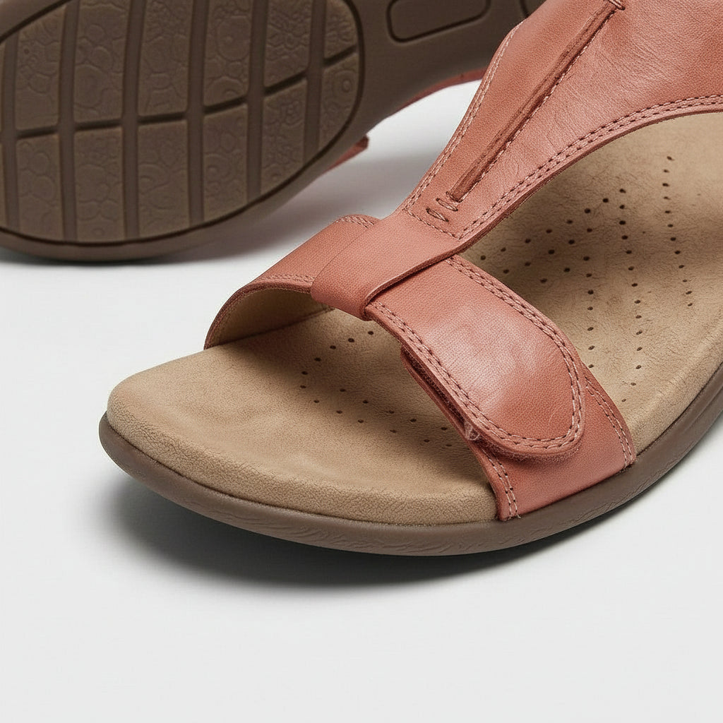 Sandalias Planas Mujer Brida en T Velcro