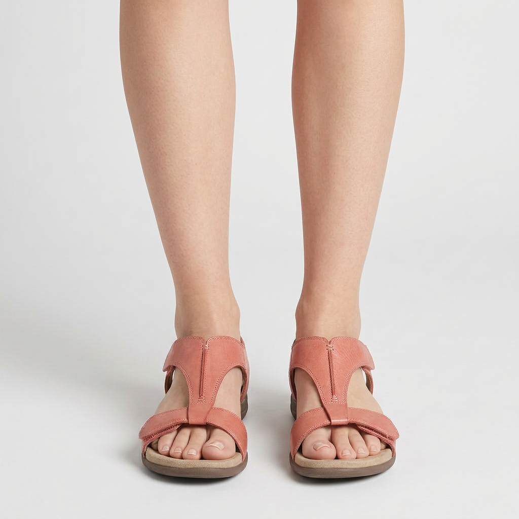 Sandalias Planas Mujer Brida en T Velcro
