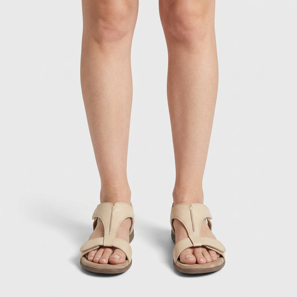 Sandalias Planas Mujer Brida en T Velcro