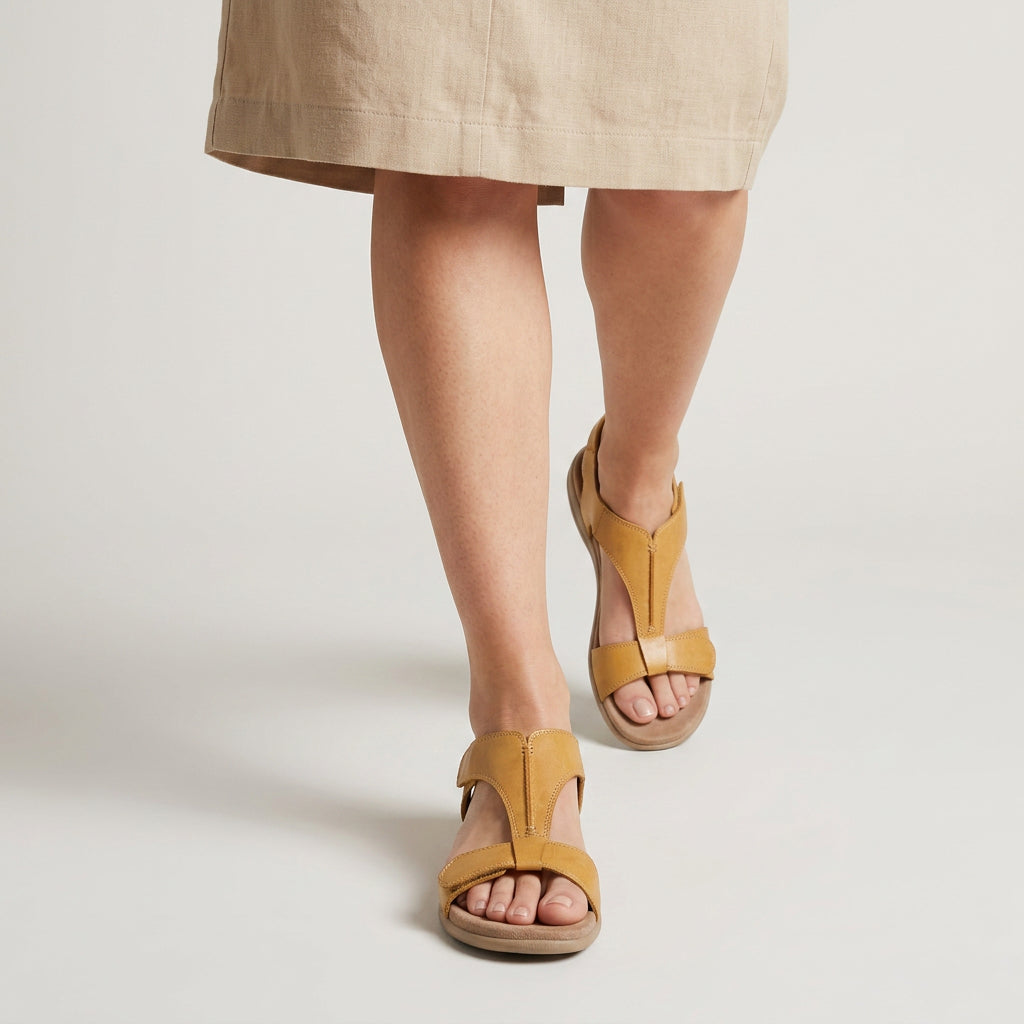 Sandalias Planas Mujer Brida en T Velcro