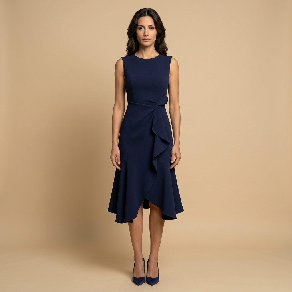 Vestido Midi Crepé Lazo Lateral