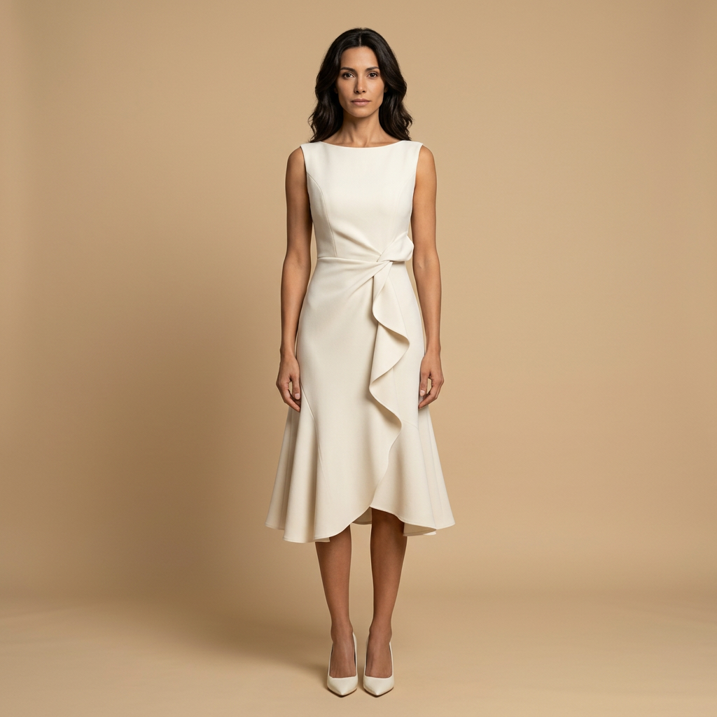 Vestido Midi Crepé Lazo Lateral