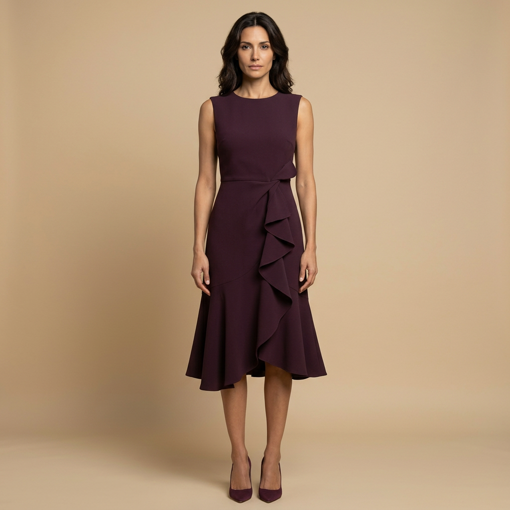 Vestido Midi Crepé Lazo Lateral
