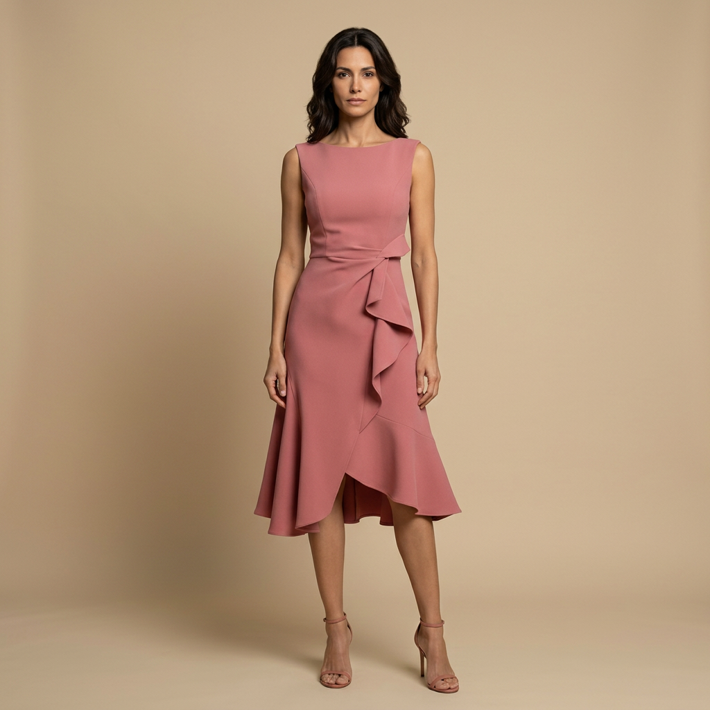 Vestido Midi Crepé Lazo Lateral