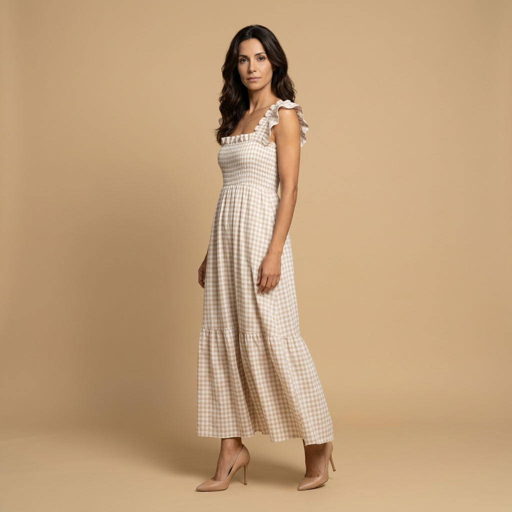 Vestido Largo Algodón Vichy Tirantes