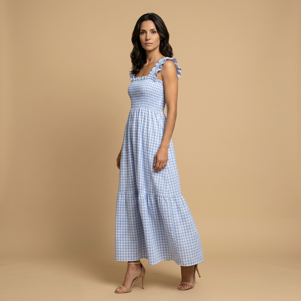 Vestido Largo Algodón Vichy Tirantes