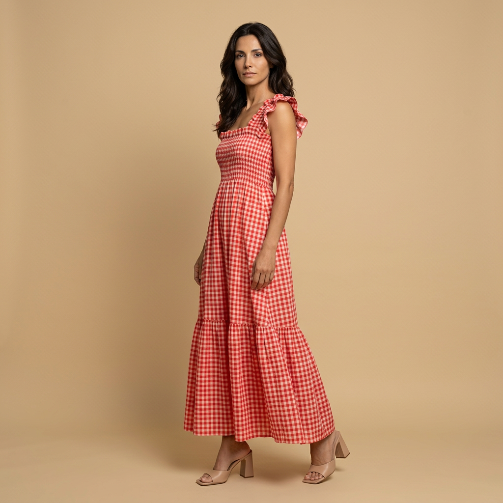 Vestido Largo Algodón Vichy Tirantes