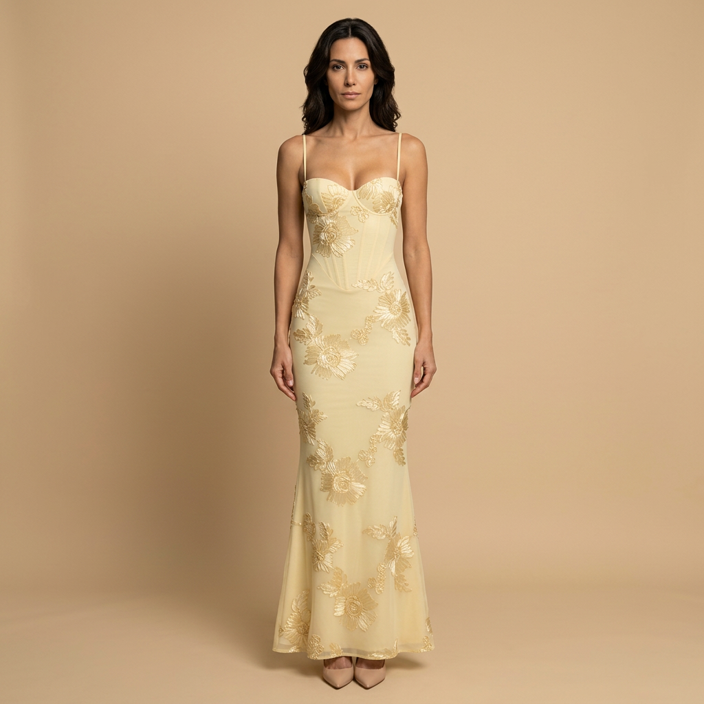 Vestido Largo Corsé Sirena Tul